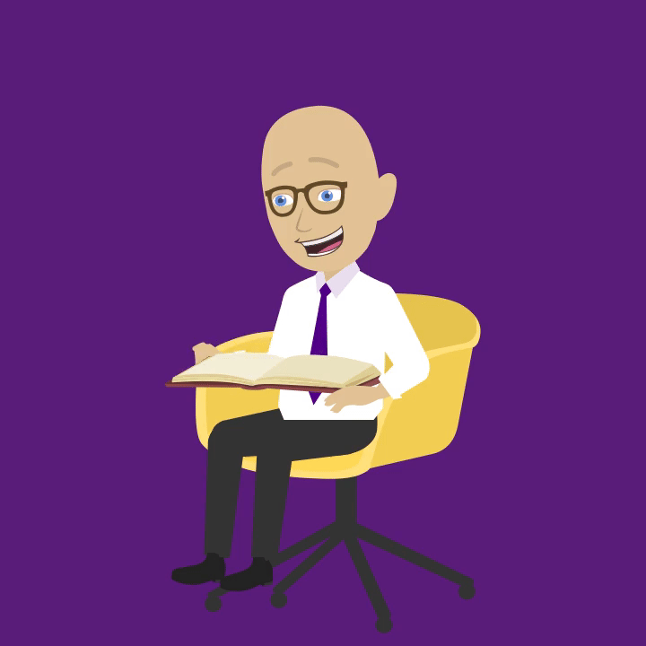 Animation of Ben sat reading in a chair