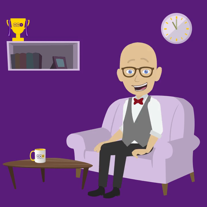 Animation of Ben sat on a sofa.