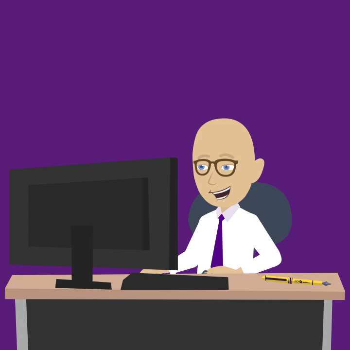Animation of Ben working at a computer